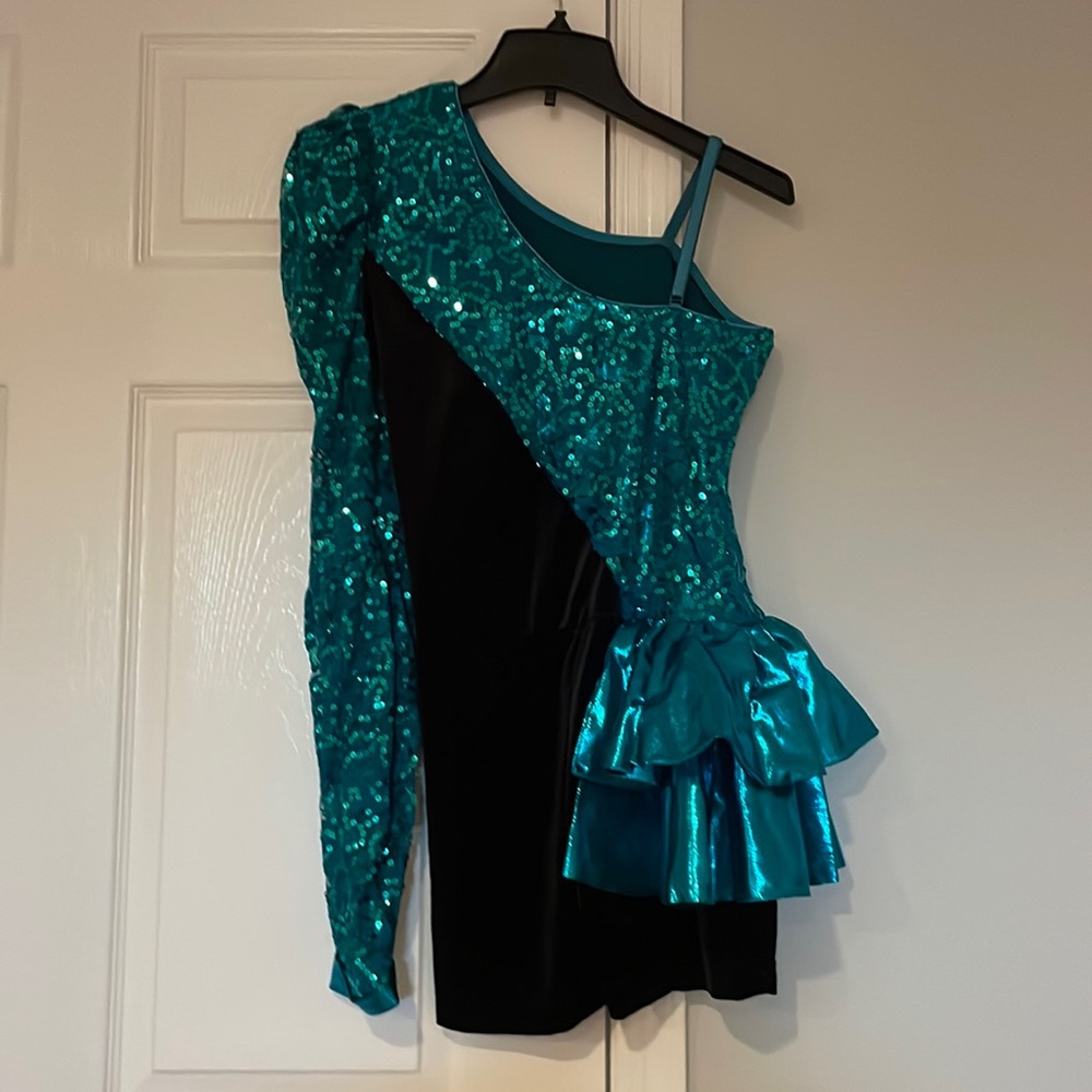 Teal Sequined Dance Costume